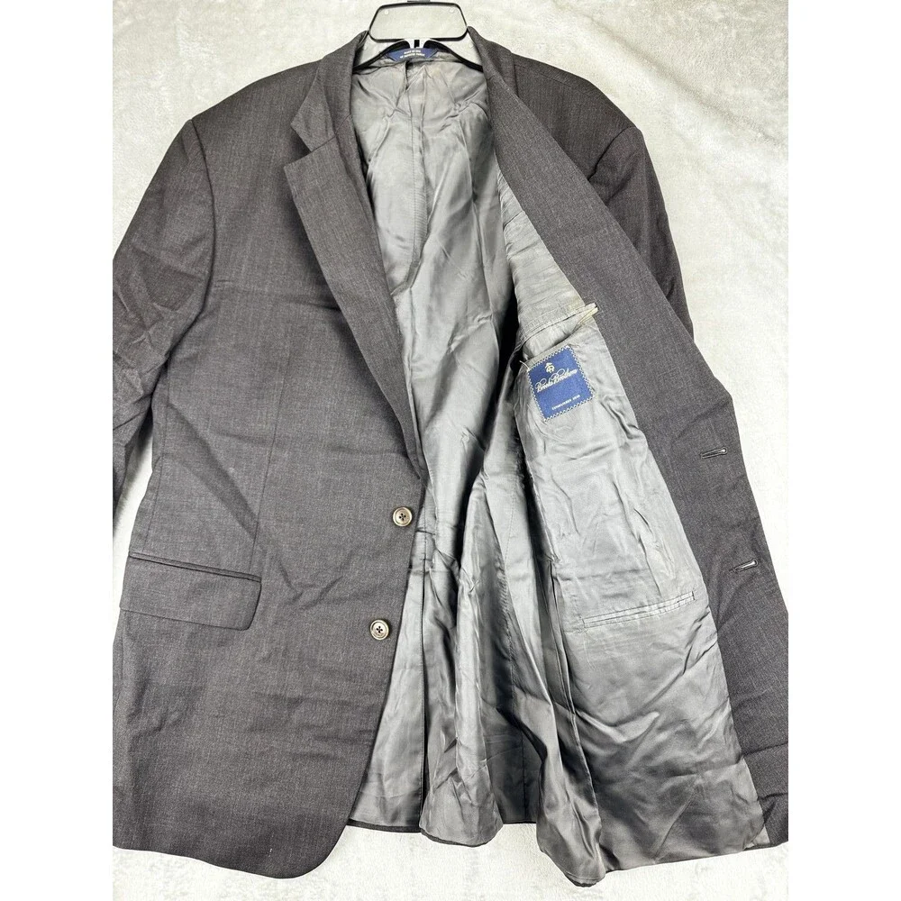 Brooks Brothers Mens Blazer Sport Coat 46LG Dark Gray Wool Made in USA